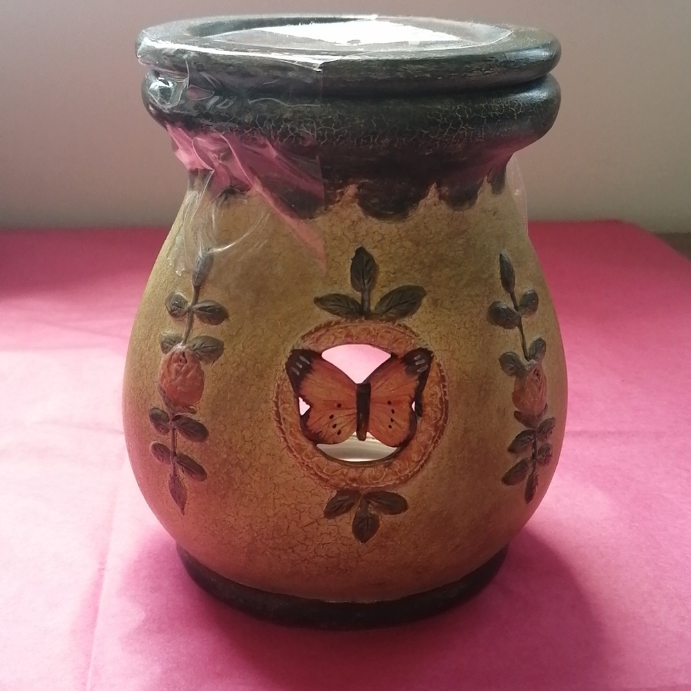 Lange melting pot, art Elizabeth King, Butterflies and Blooms, wax warmer, 5"
